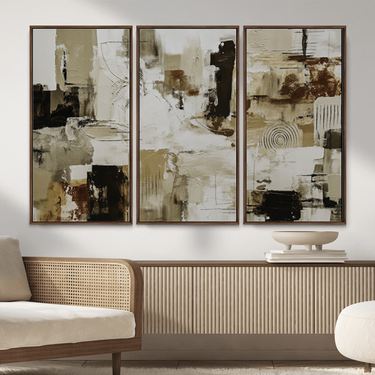 15668286-MGV-CV-36X24 - Blue Teal Abstract Canvas Wall Art, Modern Textured Painting Print, Navy Orange White Contemporary Art, Neutral Living Room Decor, Office Art