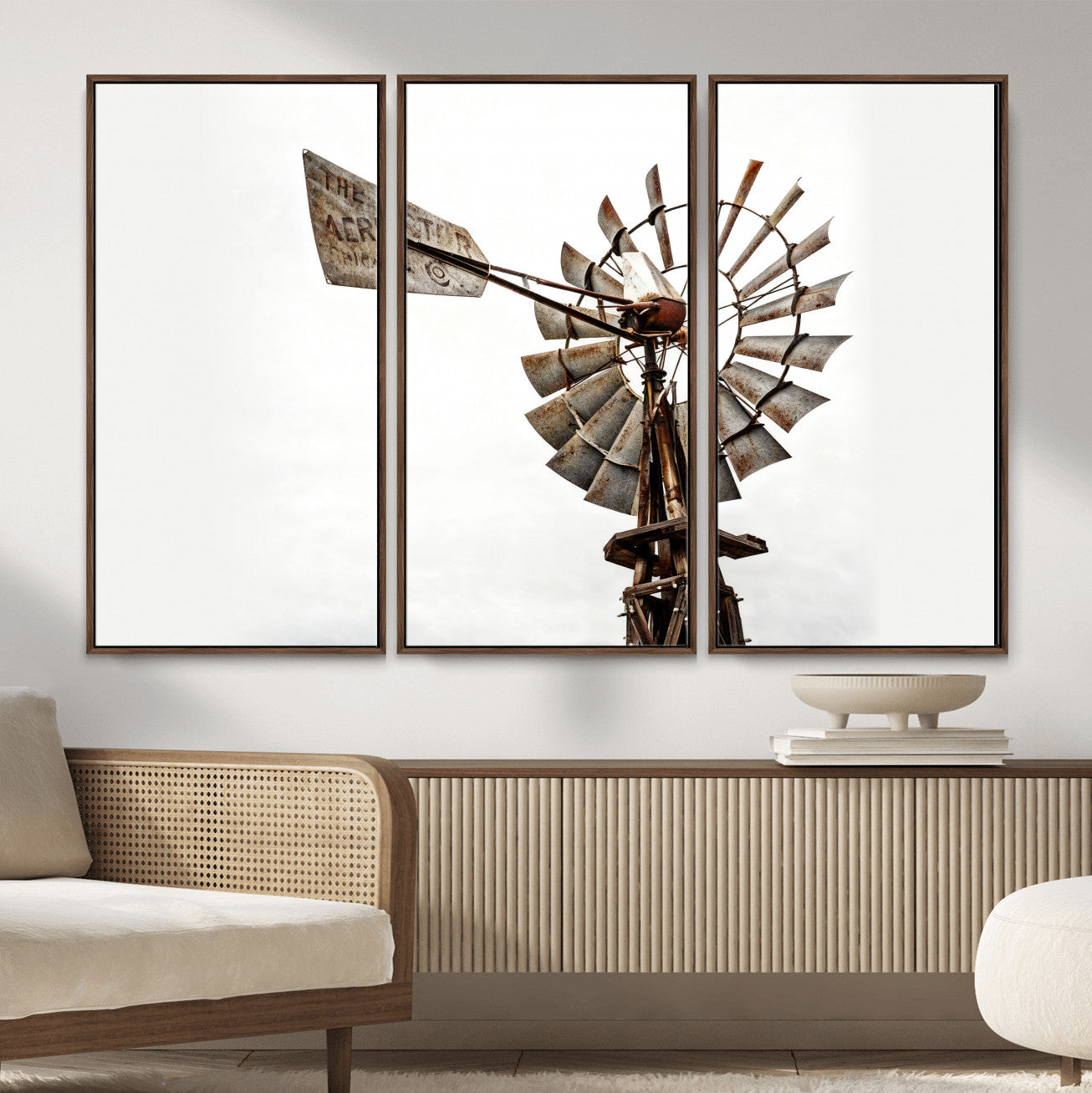 99806928-MGV-CV-36X24 - Rustic Farmhouse Windmill Canvas Wall Art Vintage Western Farmhouse Print