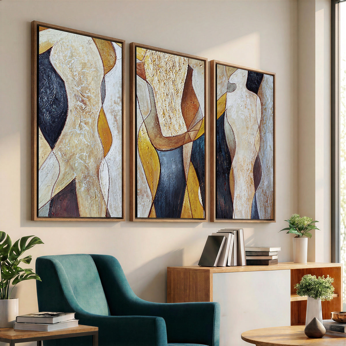 96079939-MGV-CV-36X24 - Mid Century Modern Figurative Canvas Wall Art Abstract Cubist Painting Print