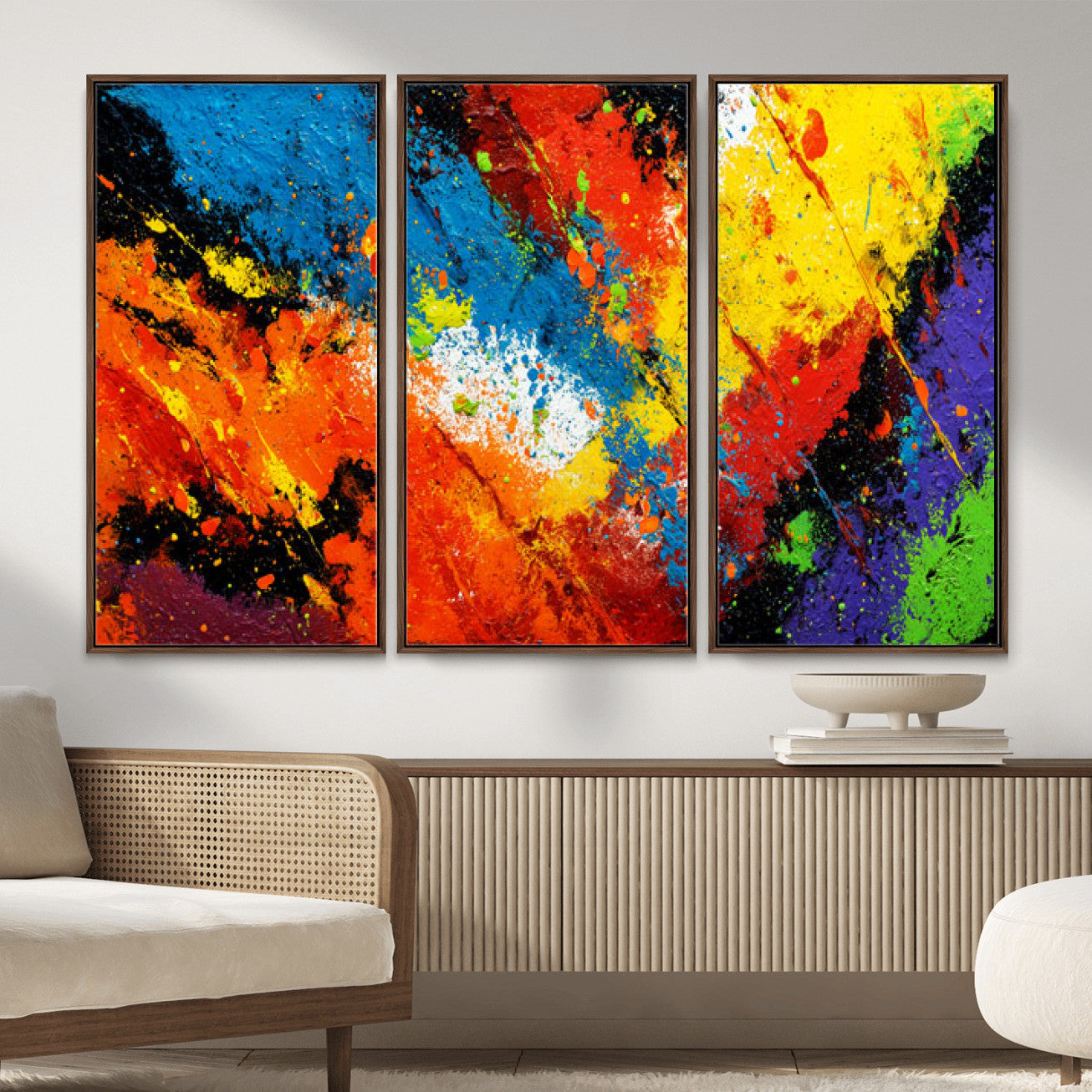 74888753-MGV-CV-36X24 - Vibrant Blue Abstract Canvas Wall Art Colorful Impasto Oil Painting Print