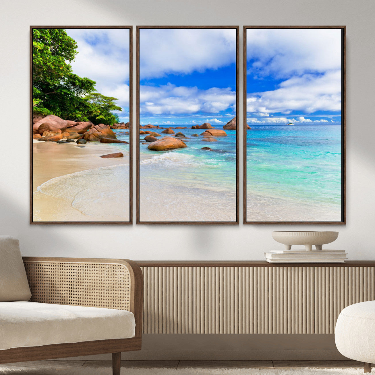81980382-MGV-CV-36X24 - Seychelles Beach Canvas Wall Art - Anse Intendance Turquoise Ocean Print