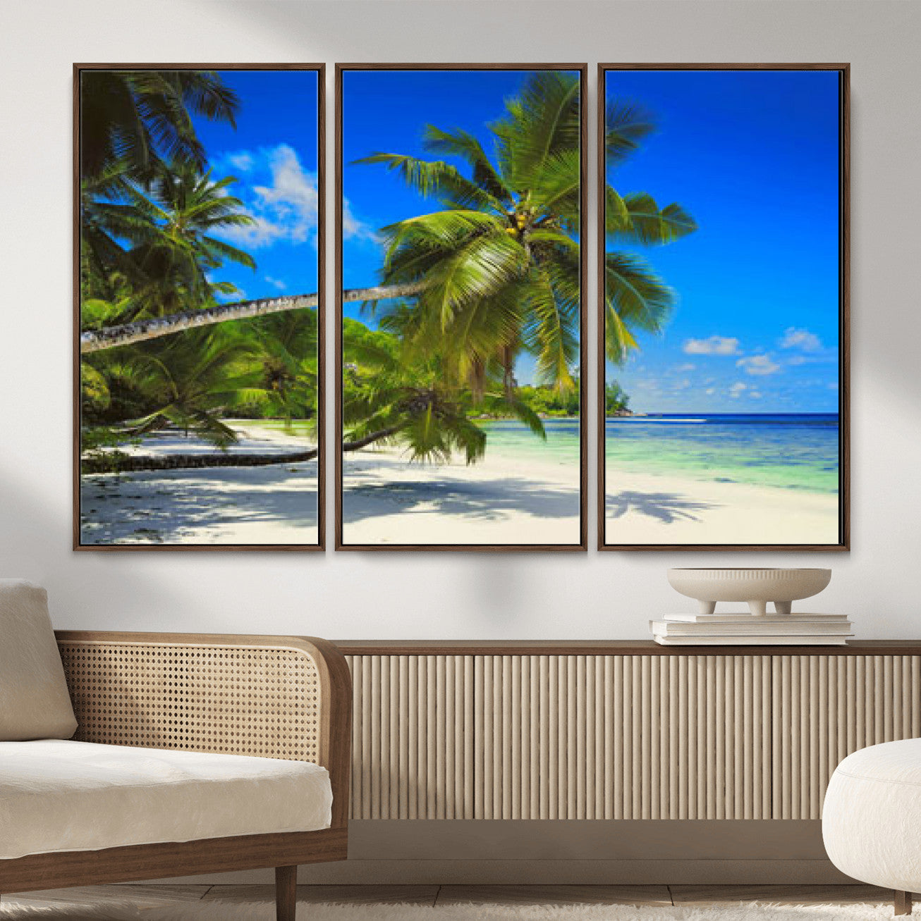 20475280-MGV-CV-36X24 - Tropical Island Coconut Palm Trees Wall Art Canvas Print - Turquoise Beach Print for Nautical Home Decor
