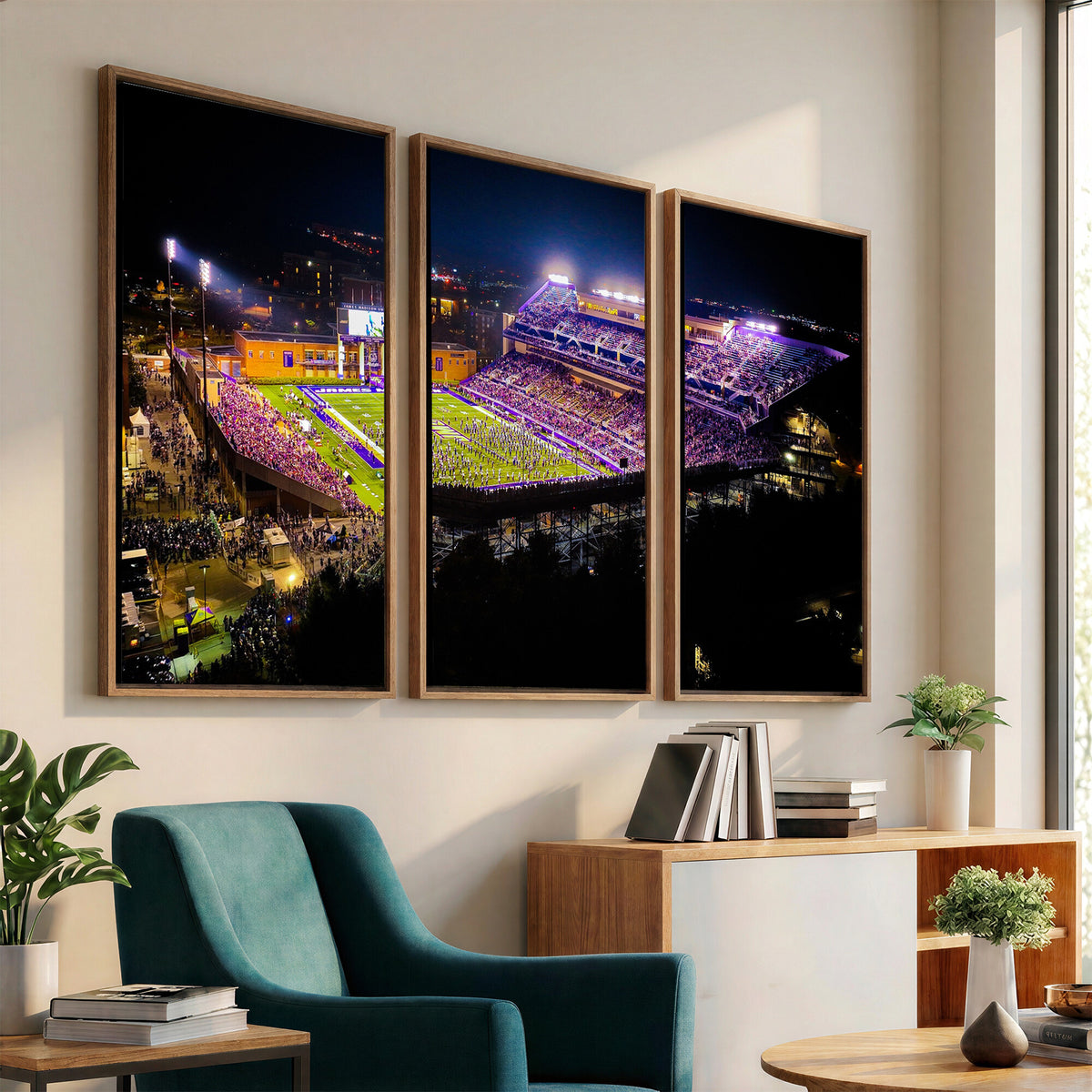400867JMU2-MGV-CV-36X24 - JMU Stadium Wall Art Canvas Print for Game Room Decor - James Madison University Stadium