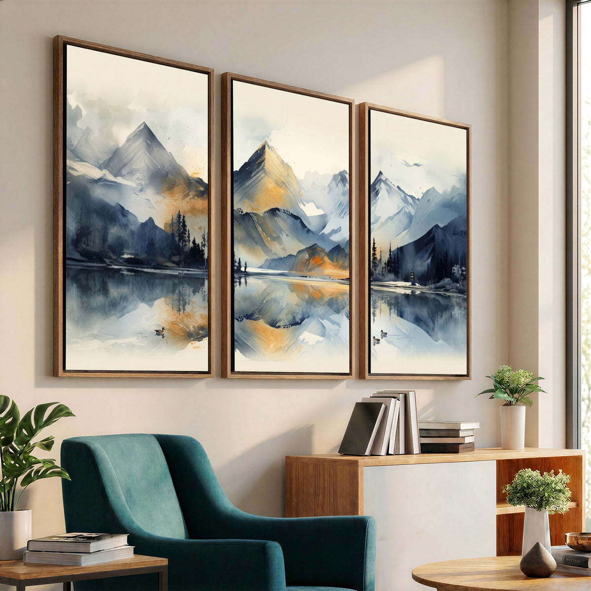 10196184T-MGV-CV-36X24 - Lake Abstract Mountain Wall Art Canvas Print