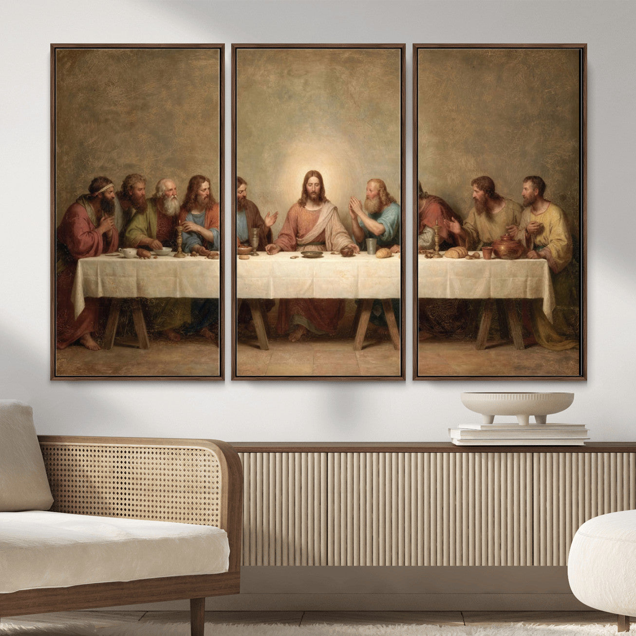 50761248-MGV-CV-36X24 - The Last Supper of Jesus Christ Wall Art Canvas Print - Classical Christian Faith Home Decor
