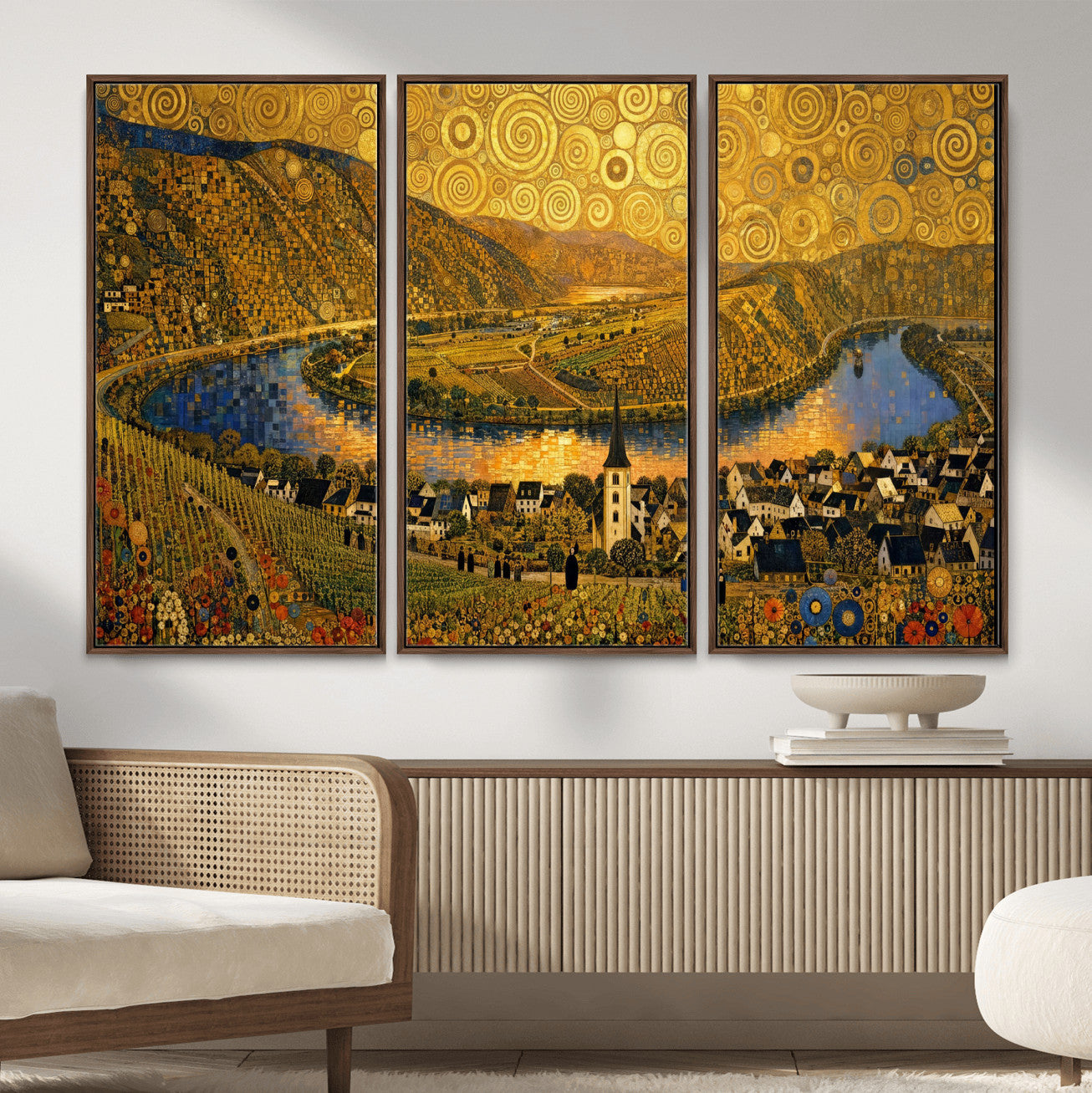 33713008-MGV-CV-36X24 - Gustav Klimt Style Mosel City Wall Art Canvas Print