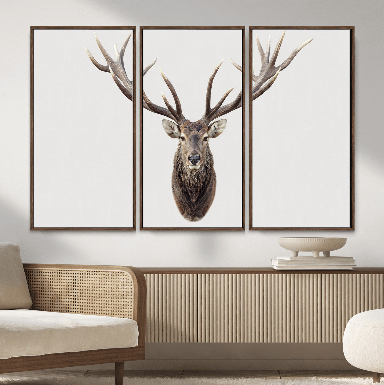 840173GY-MGV-CV-36X24 - Majestic Red Deer Canvas Wall Art – Stag Antlers Horns Print, Wildlife Hunting Poster, Rustic Cabin Lodge Decor
