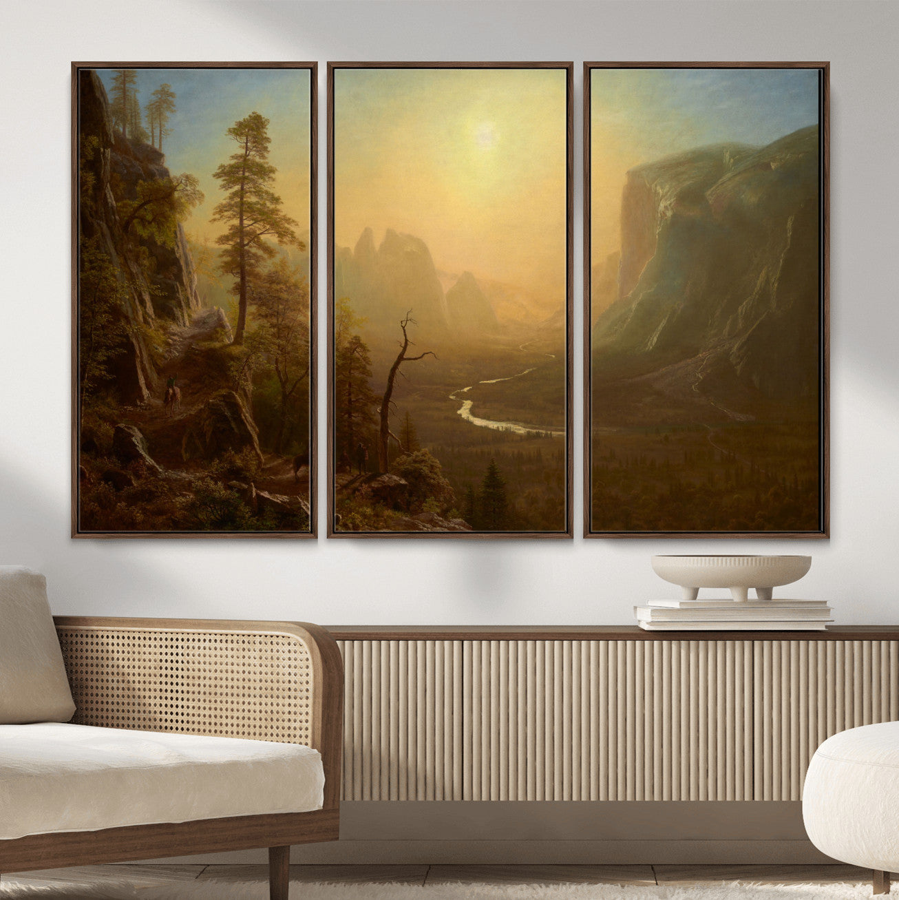 32350988-MGV-CV-36X24 - Albert Bierstadt Among the Sierra Nevada California Yosemite Wall Art Canvas Print, Classic Fine Art Painting Print