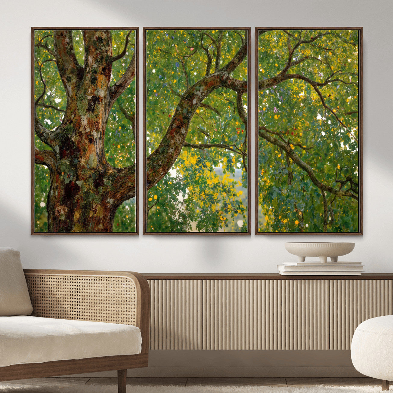 23663535-MGV-CV-36X24 - Vintage Summer Forest Green Tree Wall Art Canvas Print, Lush Leaves Impressionist Painting Print