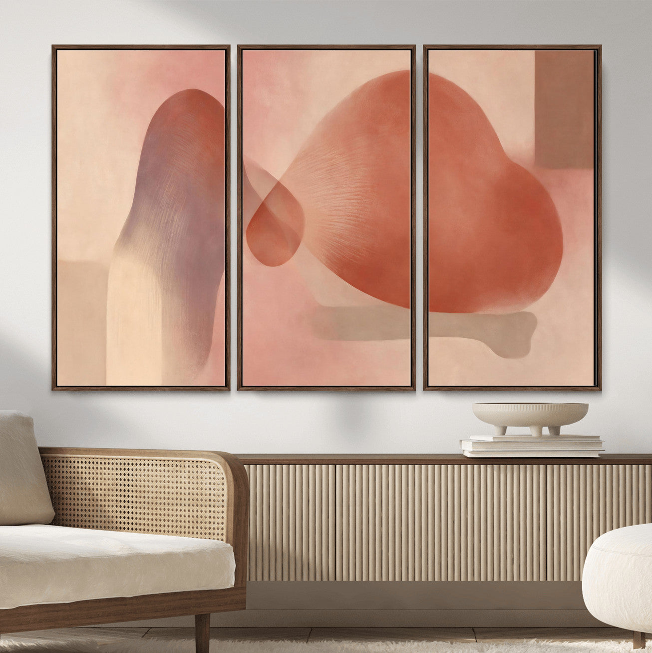 85110643-MGV-CV-36X24 - Vinna Begin Calin Biomorphic Abstract Wall Art Canvas Print, Terracotta Pink Organic Shapes Art Painting Print