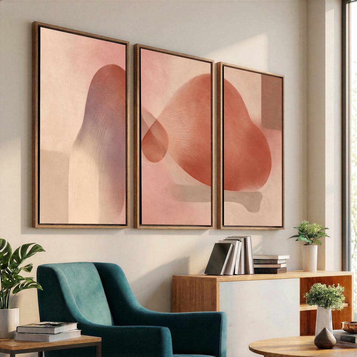 85110643-MGV-CV-36X24 - Vinna Begin Calin Biomorphic Abstract Wall Art Canvas Print, Terracotta Pink Organic Shapes