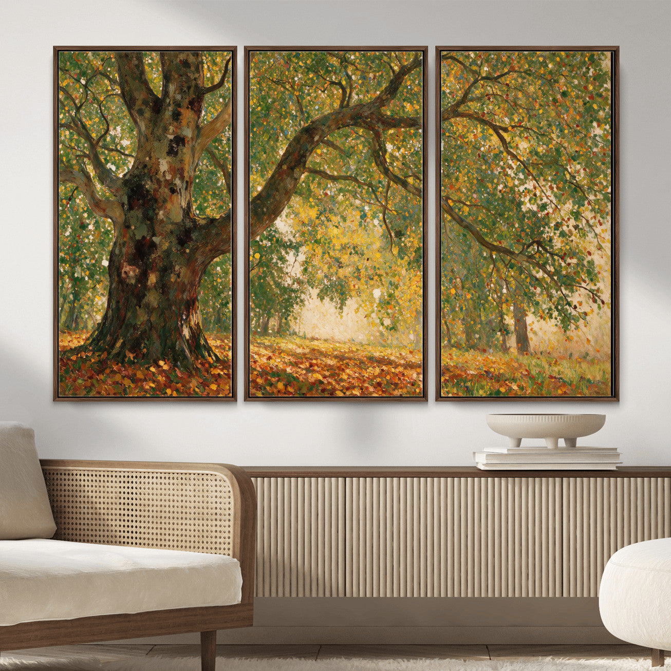 52555601-MGV-CV-36X24 - Claude Monet Style The Bodmer Oak Fontainebleau Forest Wall Art Canvas Print, Autumn Landscape Painting Print