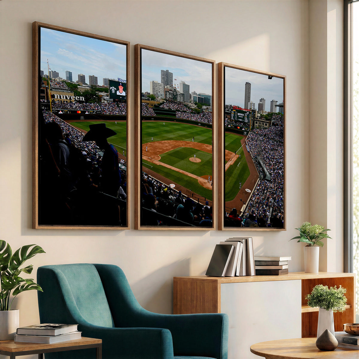 34859D-MGV-CV-36X24 - Chicago Cubs Baseball Team Print - Wrigley Field Stadium