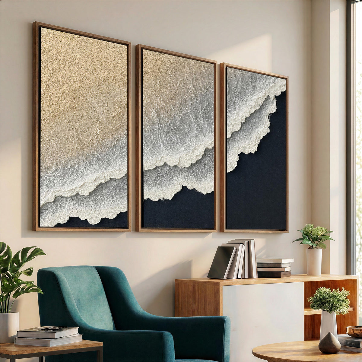 32969959-MGV-CV-24X16 - Abstract Ocean Wave Canvas Wall Art, Coastal Beach Wall Decor for Living Room