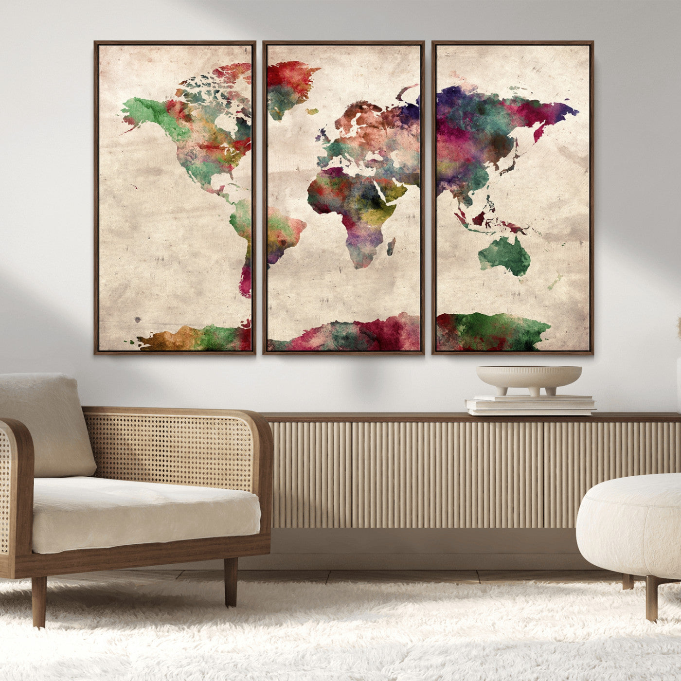 MGV-FC-48X32-3P - World Map Wall Art Canvas Print for Home and Office Decor