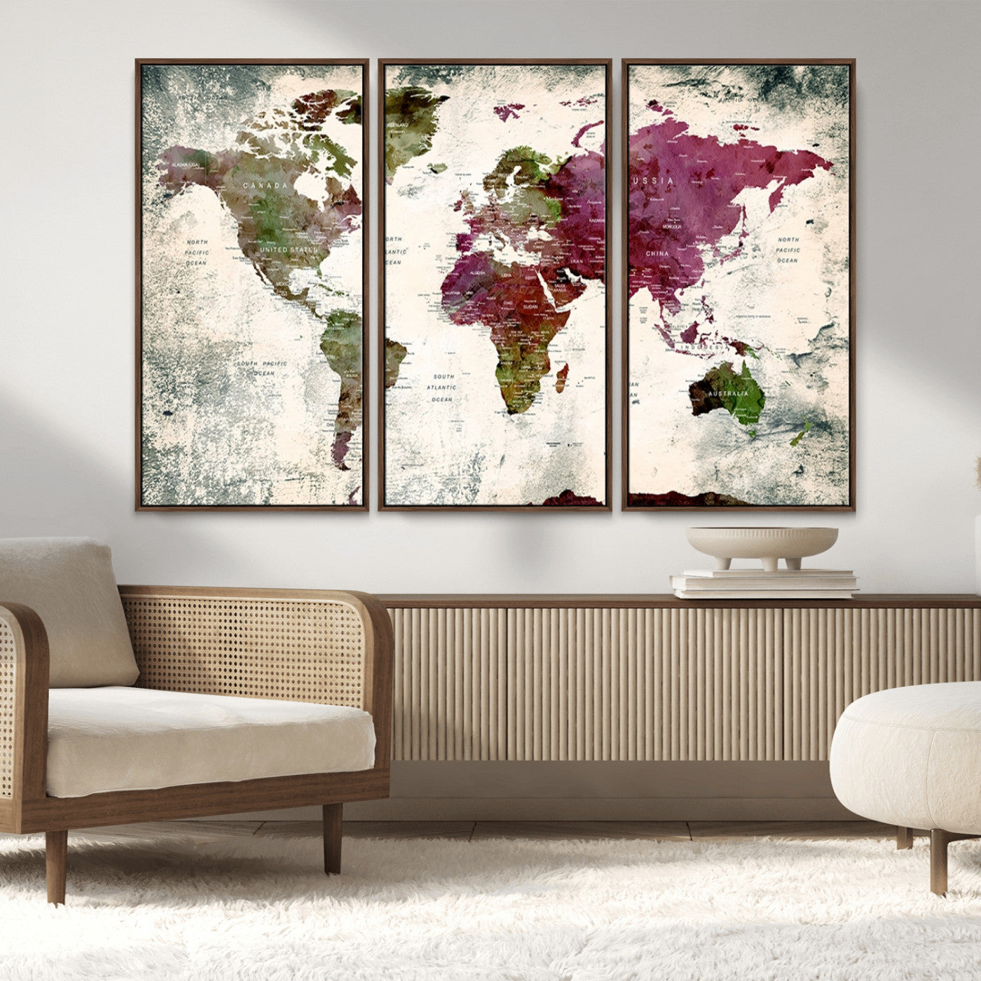 MGV-FC-48X32-3P - World Map Wall Art Canvas Print for Home and Office Decor