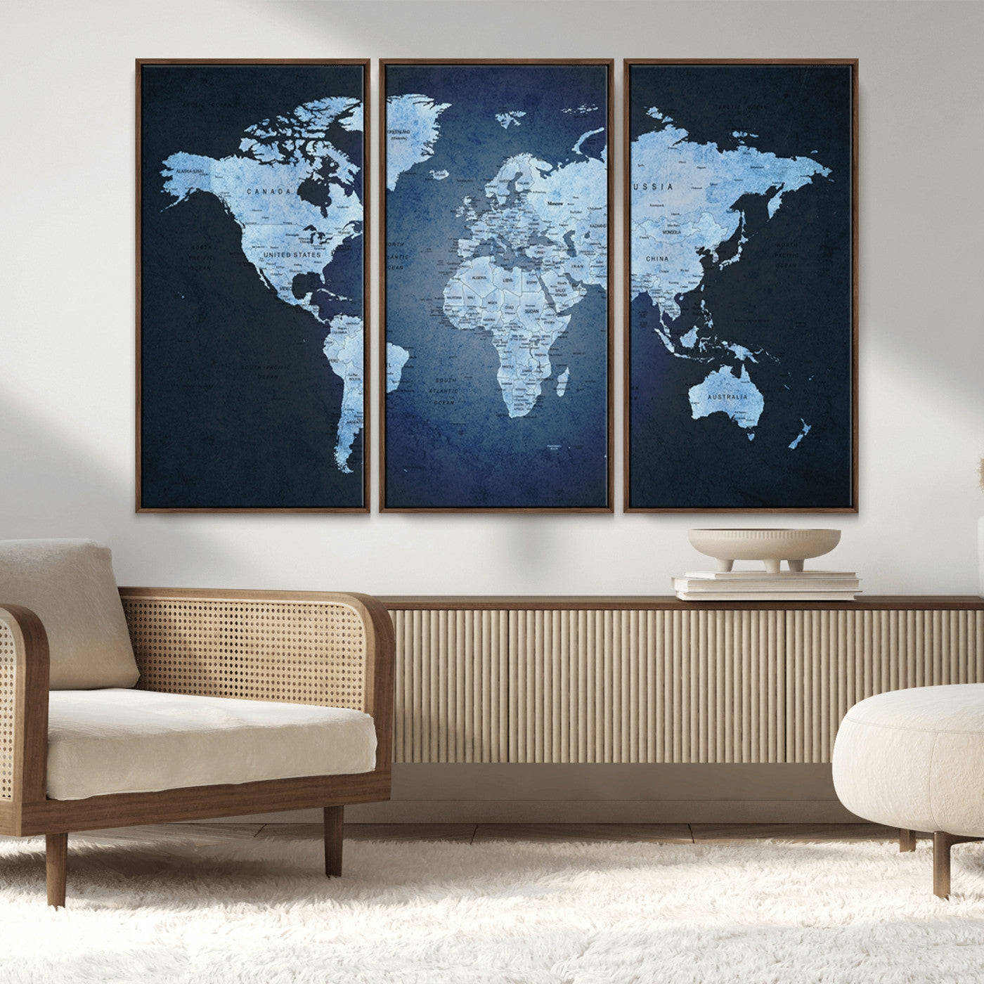 MGV-FC-48X32-3P - Push Pin World Map Canvas Print – Framed Wall Art for Couples to Track Their Travels – Anniversary