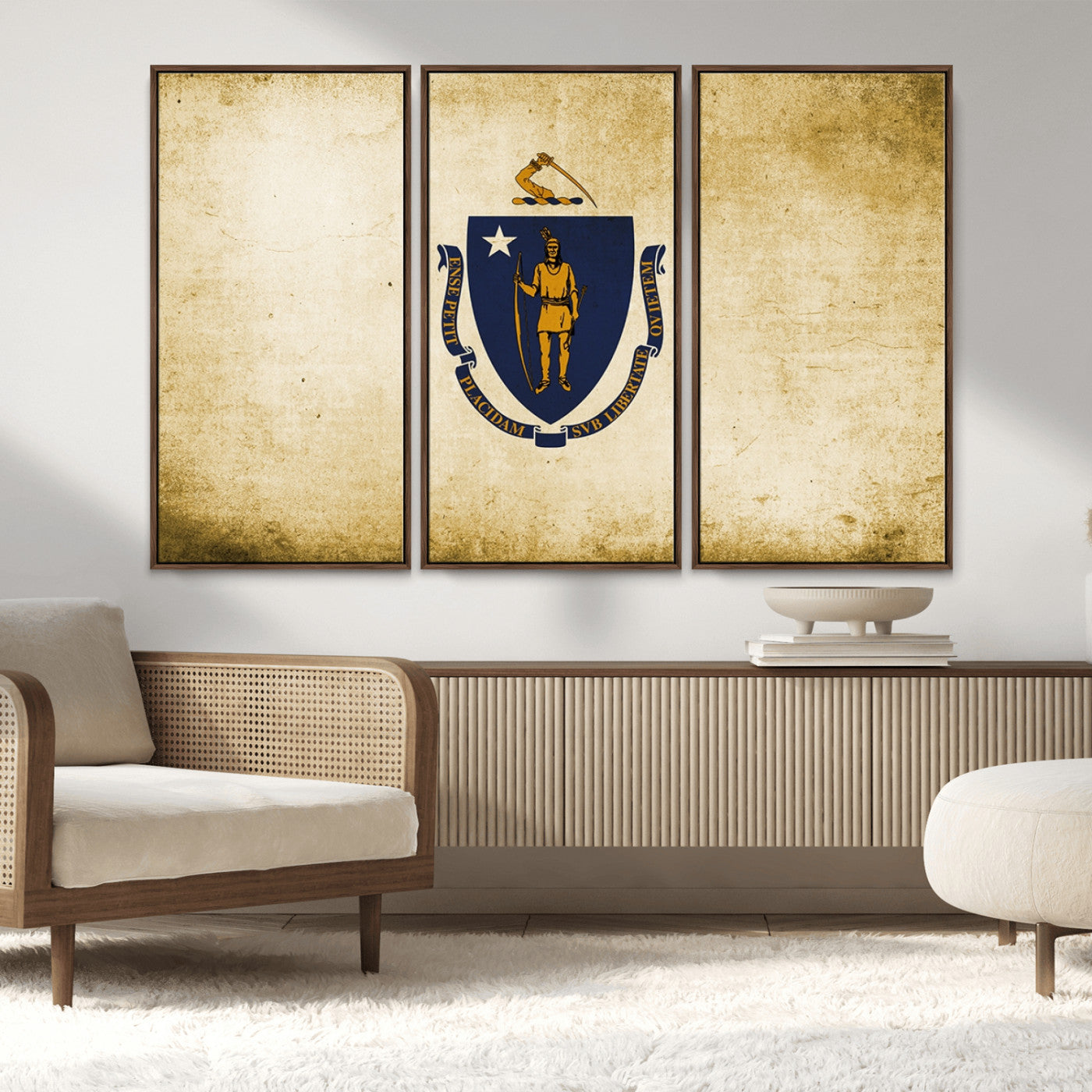 MGV-FC-48X32-3P - Massachusetts Flag Wall Art Canvas Print