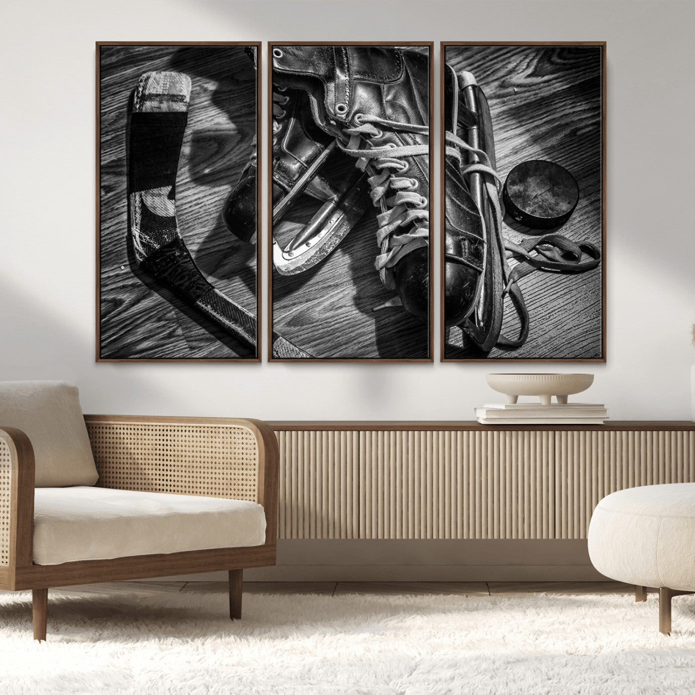 MGV-FC-48X32-3P - Old Pair of Mens Skates Wall Art Canvas, Men Skates Wall Art Print