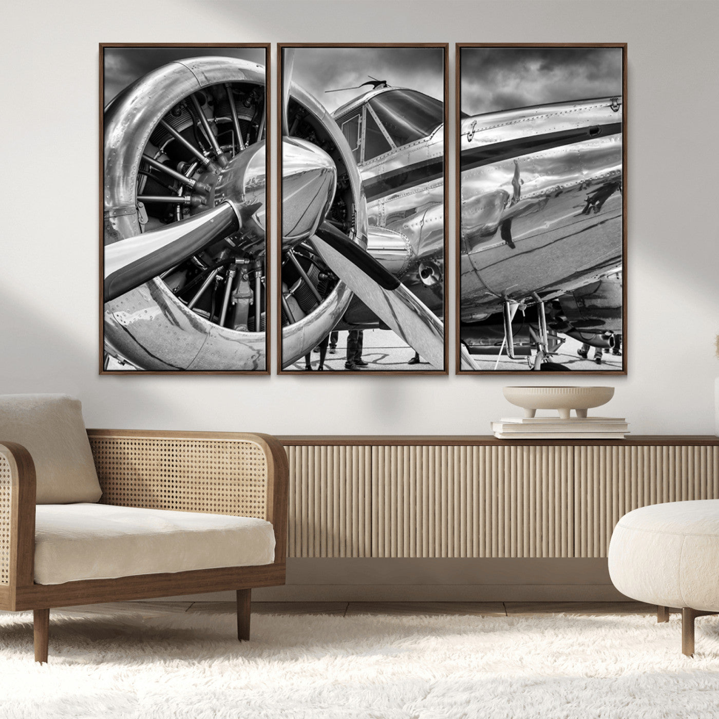 MGV-FC-48X32-3P - Vintage Antique Airplane Wall Art Canvas Print