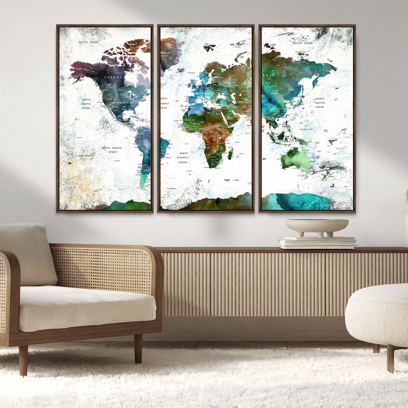 MGV-FC-48X32-3P - Push Pin World Map Canvas Print – Framed Wall Art for Couples to Track Their Travels – Anniversary