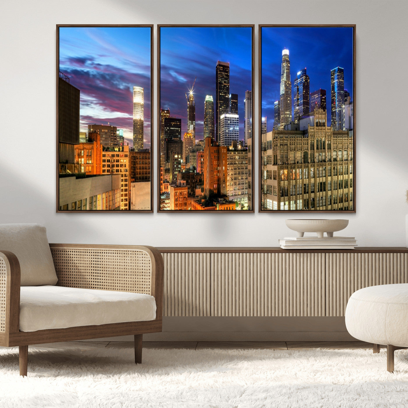 MGV-FC-48X32-3P - Los Angeles Night Wall Art Canvas Print