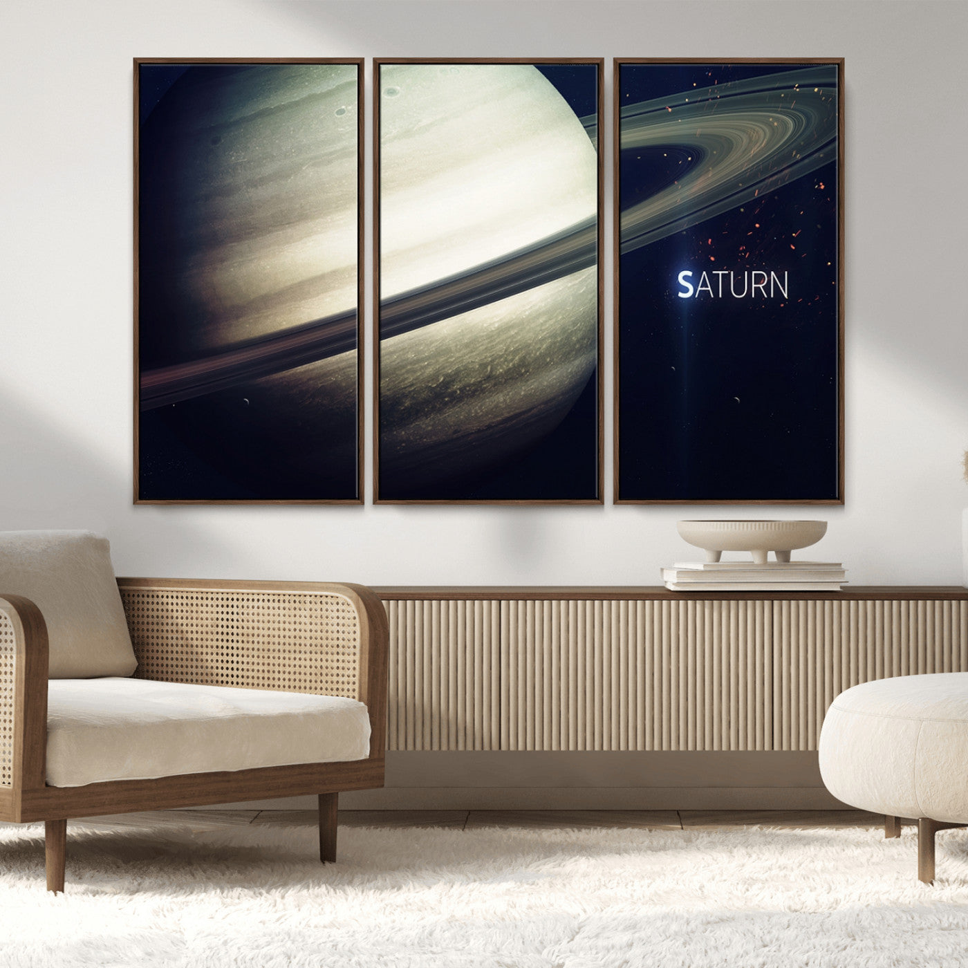 MGV-FC-48X32-3P - Framed Saturn Wall Art Canvas Print