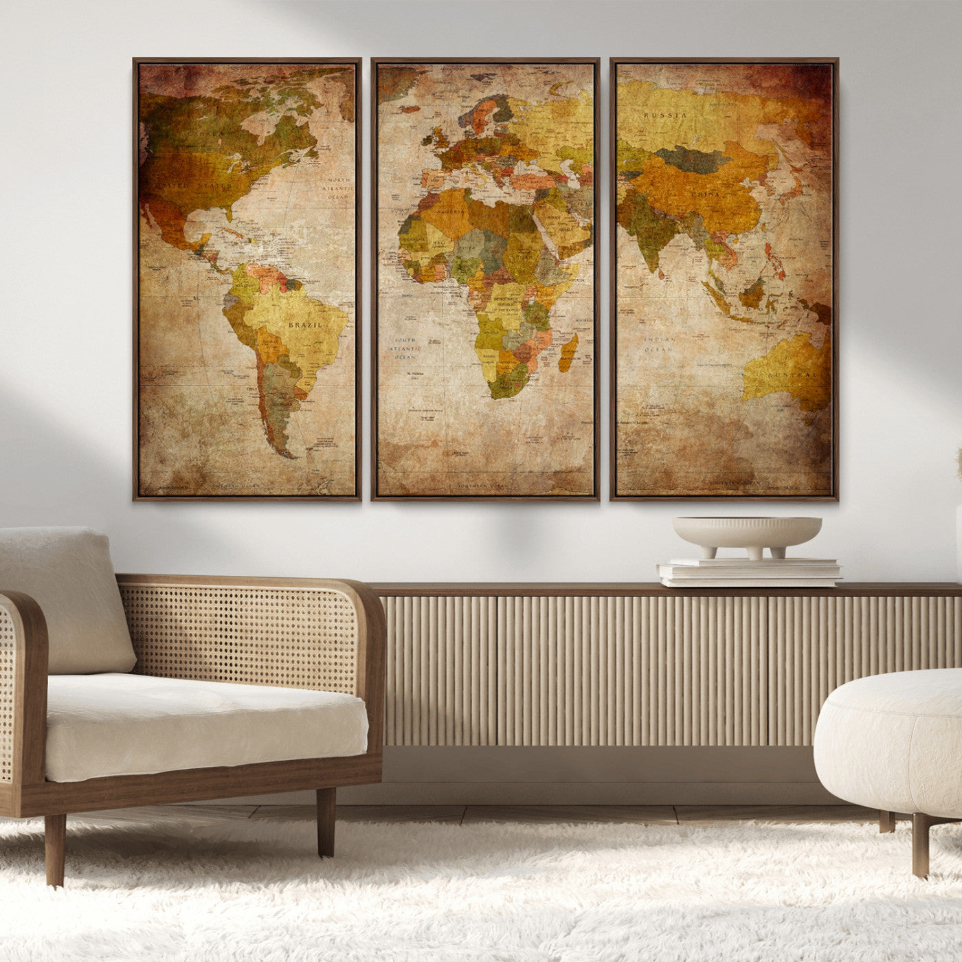 MGV-FC-48X32-3P - Push Pin World Map Canvas Print – Framed Wall Art for Couples to Track Their Travels – Anniversary