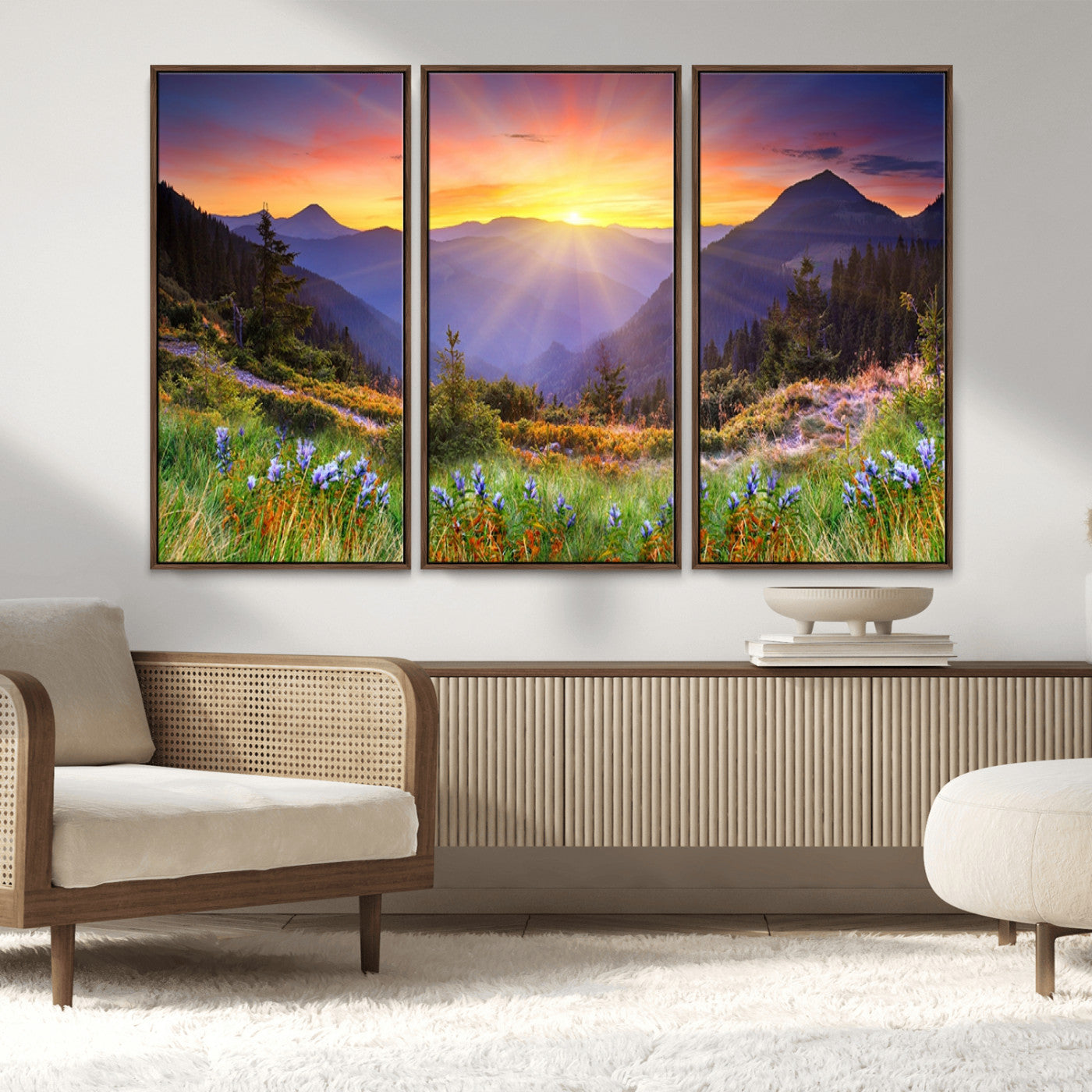 MGV-FC-48X32-3P - Mountain and Spring Wall Art Canvas Print