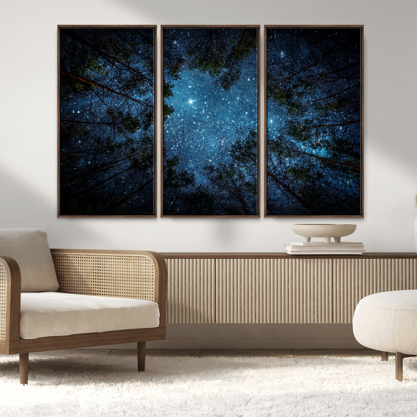 MGV-FC-48X32-3P - Forest and Stars Wall Art Canvas Print