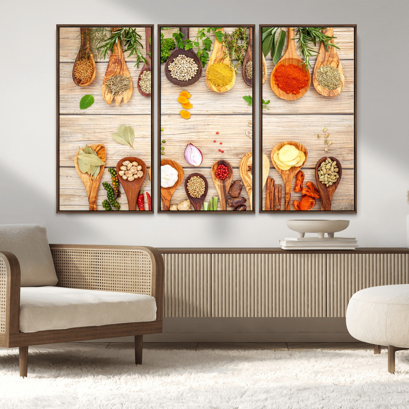 MGV-FC-48X32-3P - Kitchen Spice on the Table Wall Art, Kitchen Spice Wall Art Canvas Print