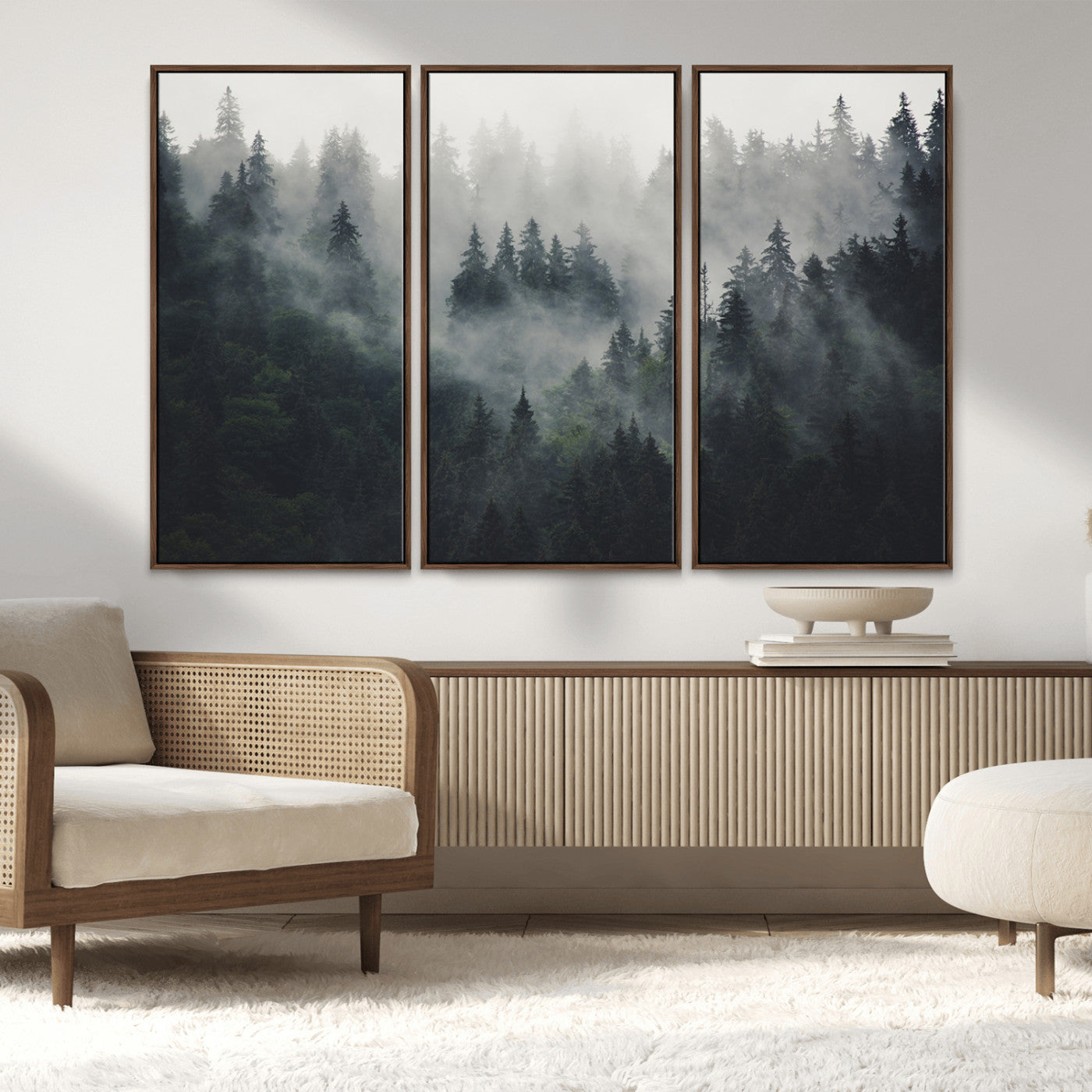 MGV-FC-48X32-3P - Nature Wall Decor - Serene Triptych Nature Print – Woodland Landscape Decor for Living Room or