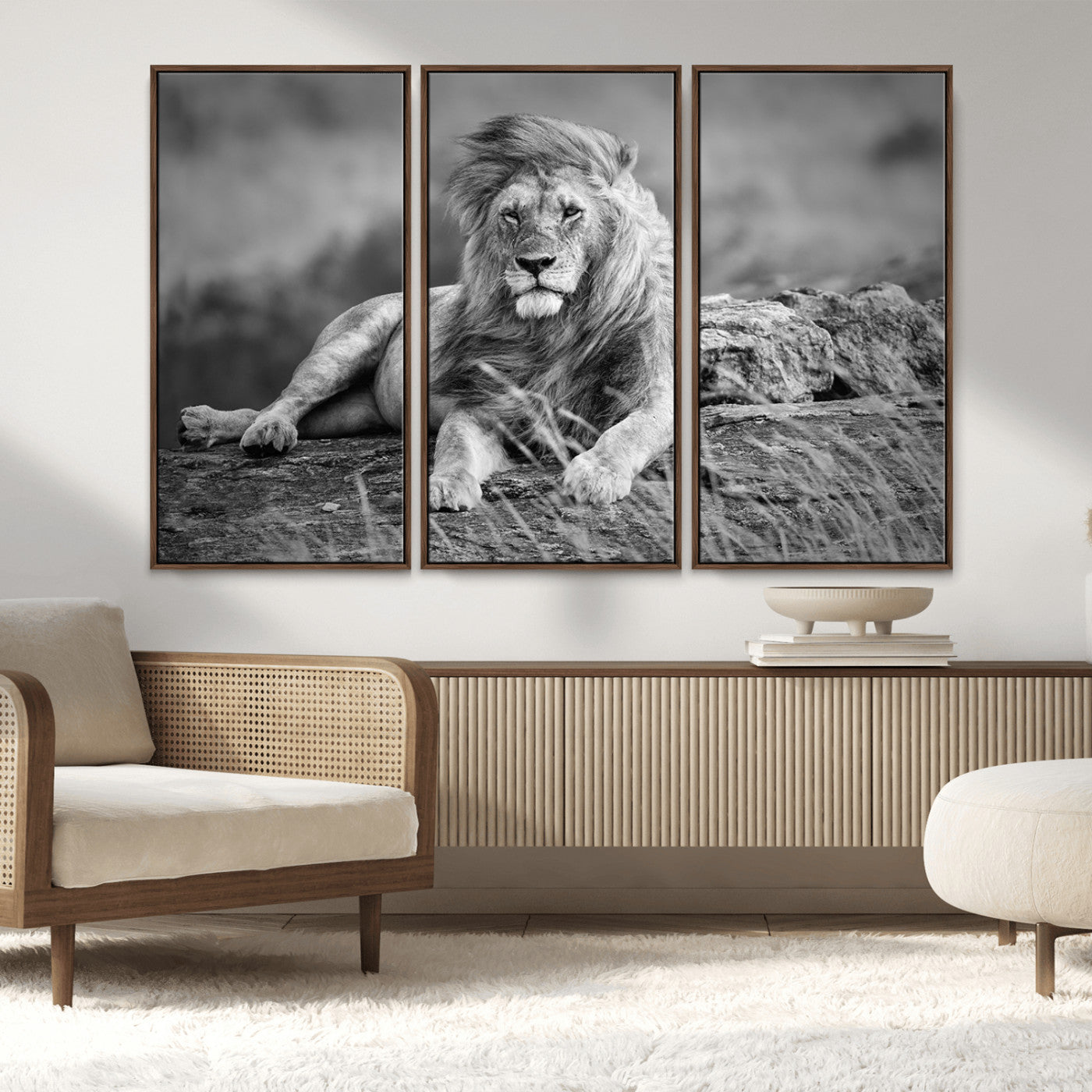MGV-FC-48X32-3P - King of Forest Lion Wall Art Canvas Print