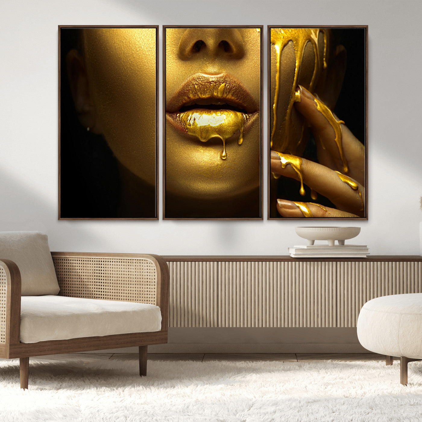 MGV-FC-48X32-3P - Gold and Women Wall Art Canvas Print