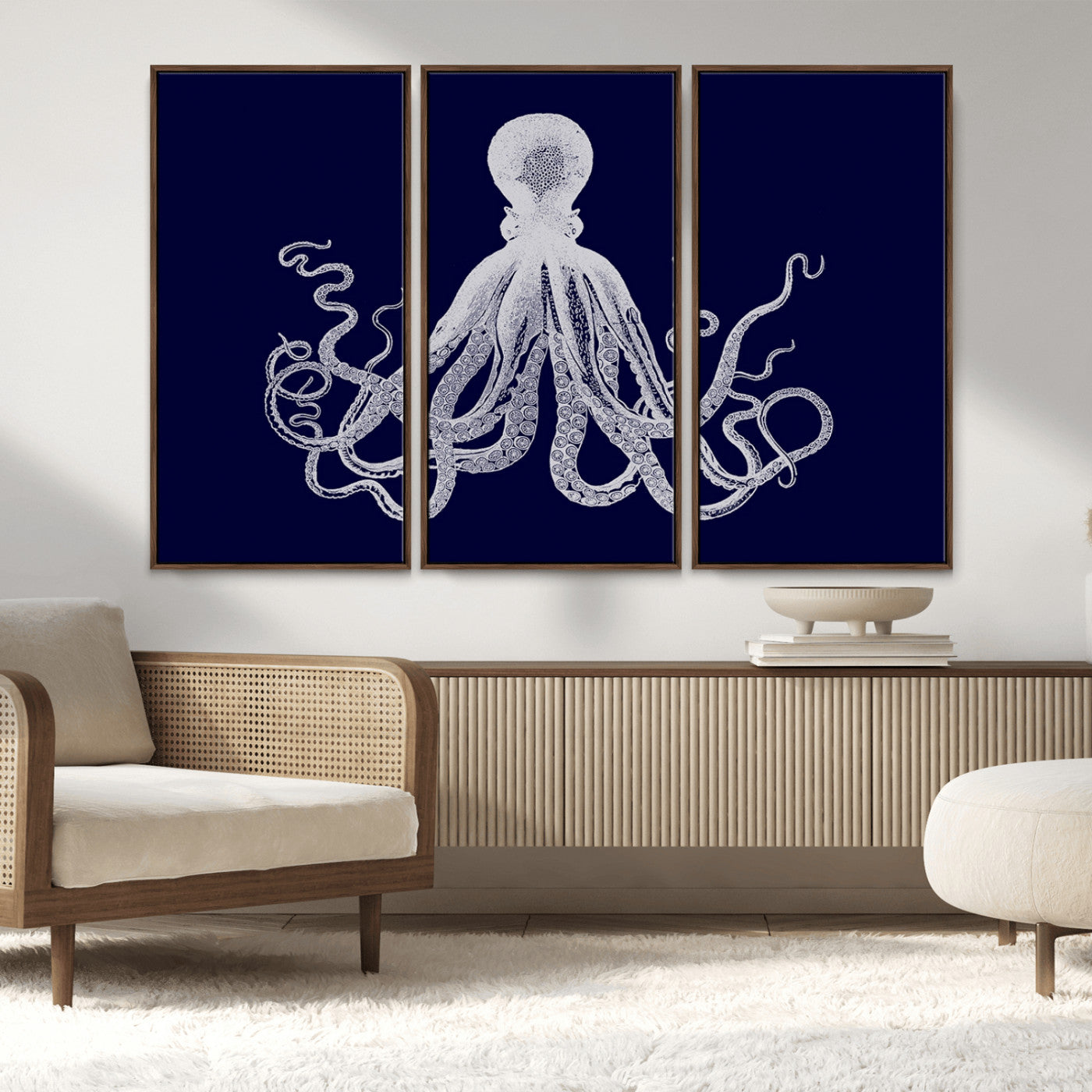 MGV-FC-48X32-3P - Blue Octopus Wall Art Canvas Print