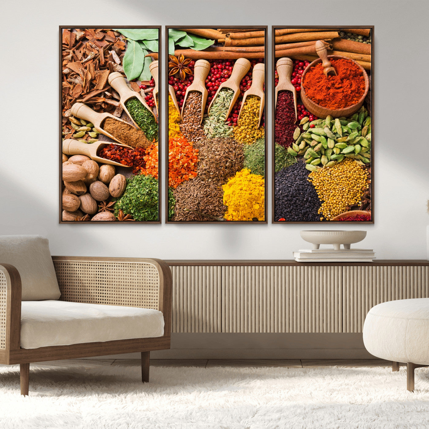 MGV-FC-48X32-3P - Herbs and Spices Art Canvas Print for Kitchen Kitchen, Dining Room Wall Decor