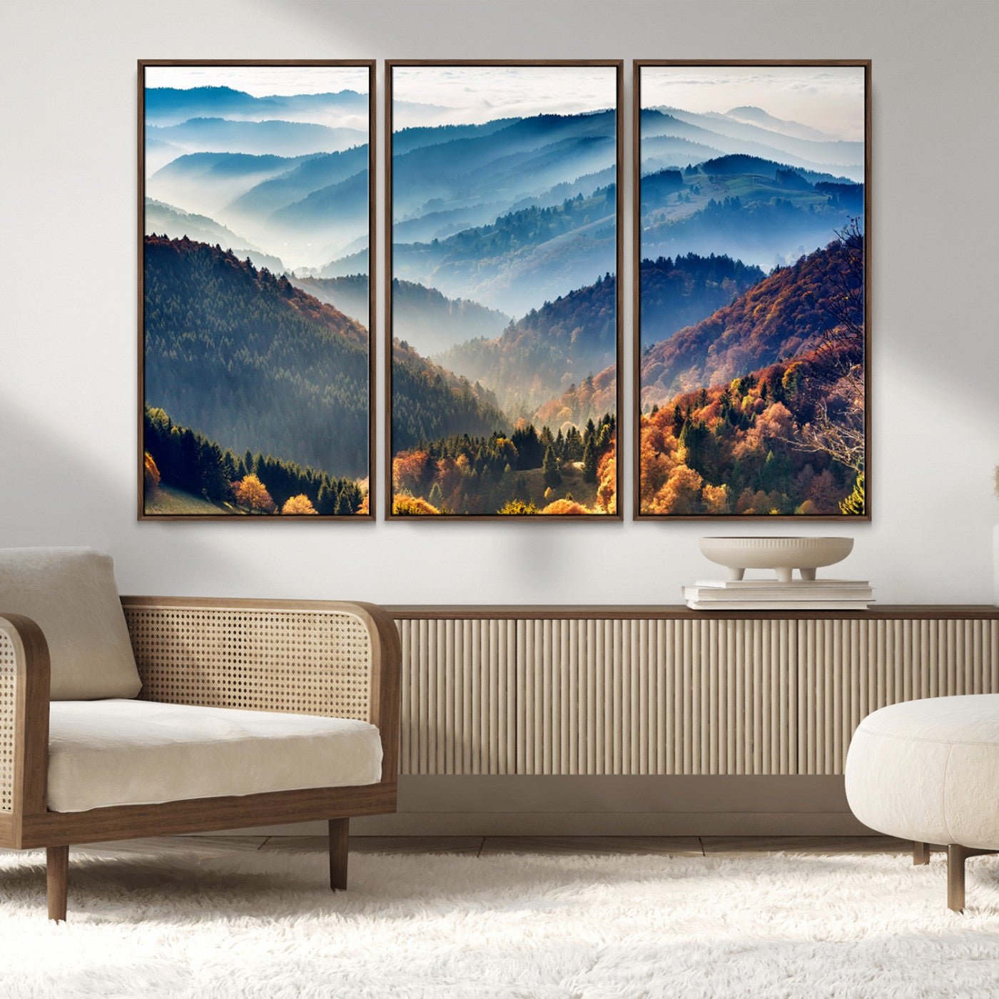 MGV-FC-48X32-3P - Mountains Forest Autumn Wall Art Canvas Print