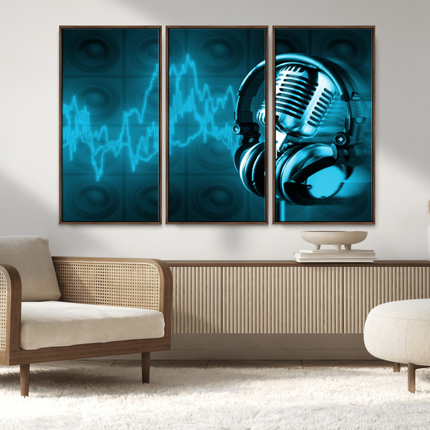 MGV-FC-48X32-3P - Music and Microphone Wall Art Canvas Print