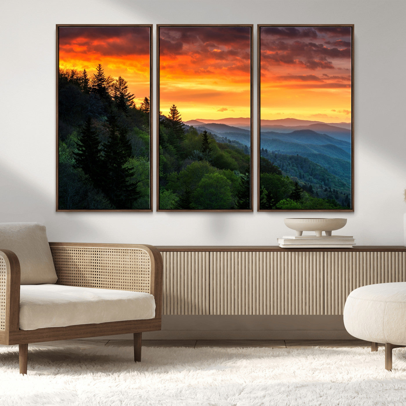 MGV-FC-48X32-3P - Forest Landscape Wall Art Sunset Canvas, Forest Sunset Canvas Print