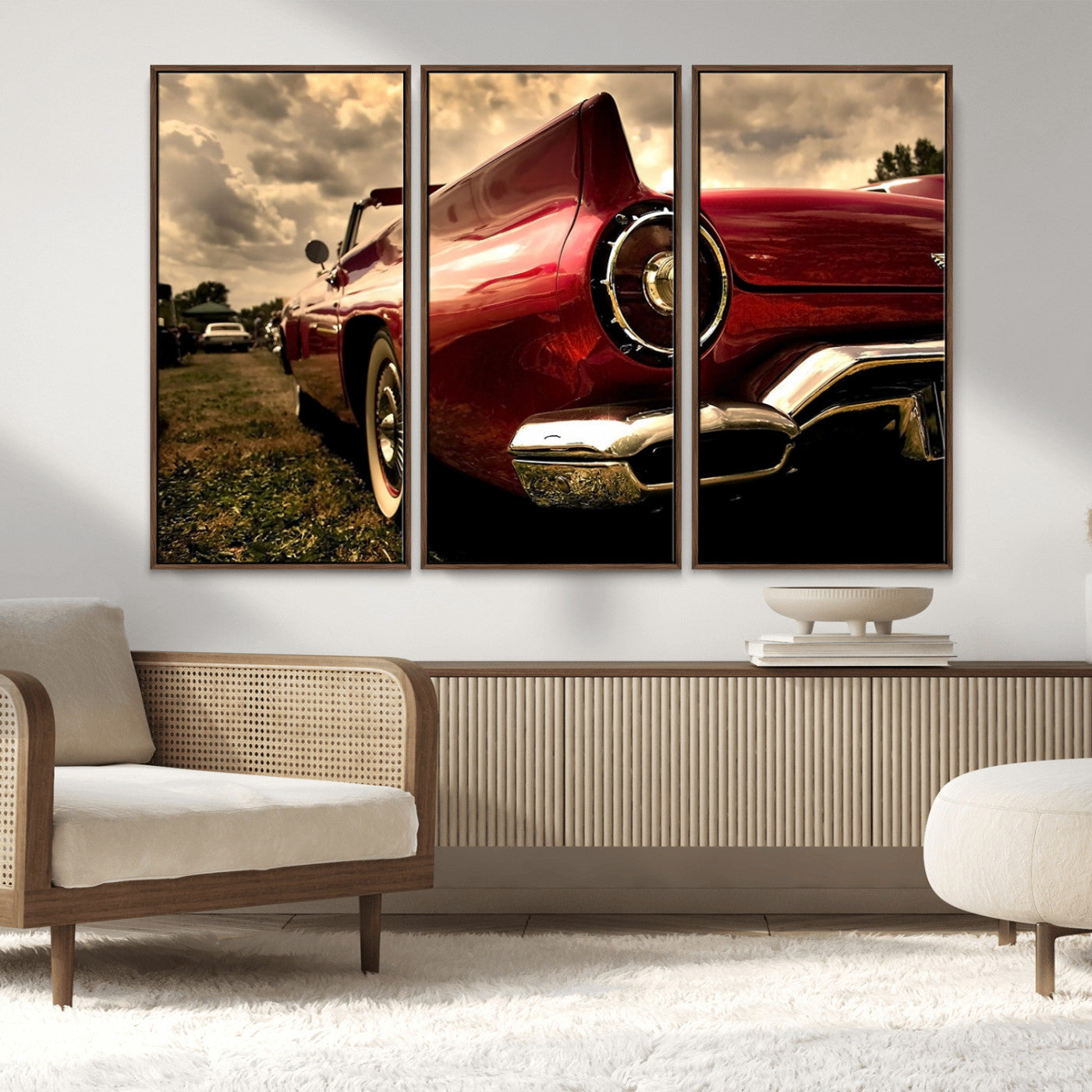 MGV-FC-48X32-3P - Red Classic Car Wall Art Canvas Print