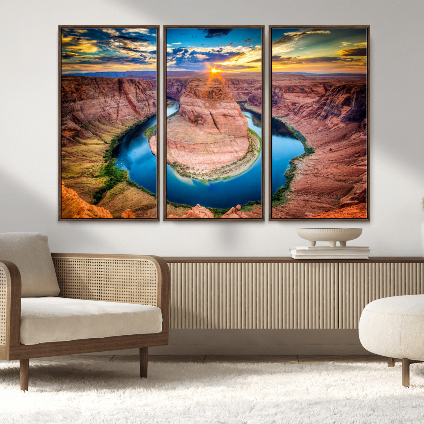 MGV-FC-48X32-3P - Sunset on the Horseshoe Bend Grand Canyon, Horseshoe Bend Grand Canyon Canvas Wall Art Print