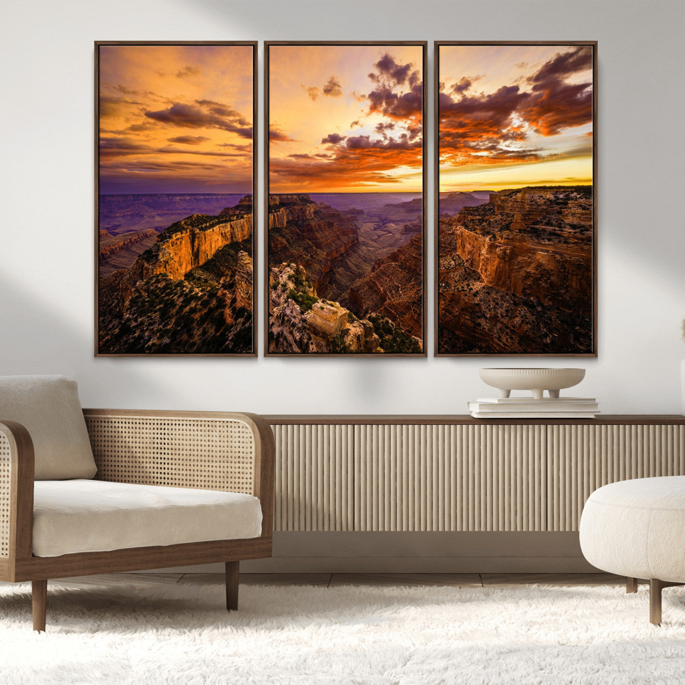 MGV-FC-48X32-3P - Mesmerizing Sunset from Grand Canyon Nal Park Wall Art, Grand Canyon Canvas Print