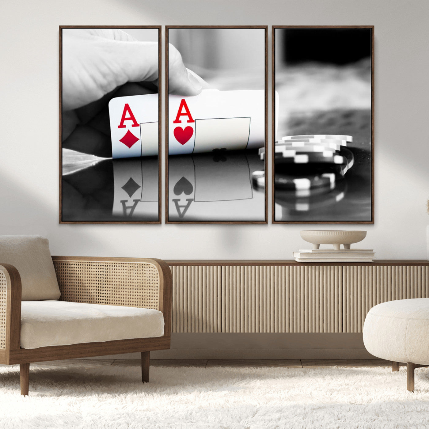 MGV-FC-48X32-3P - Aces Poker Art Poker Game Wall Art Canvas Print