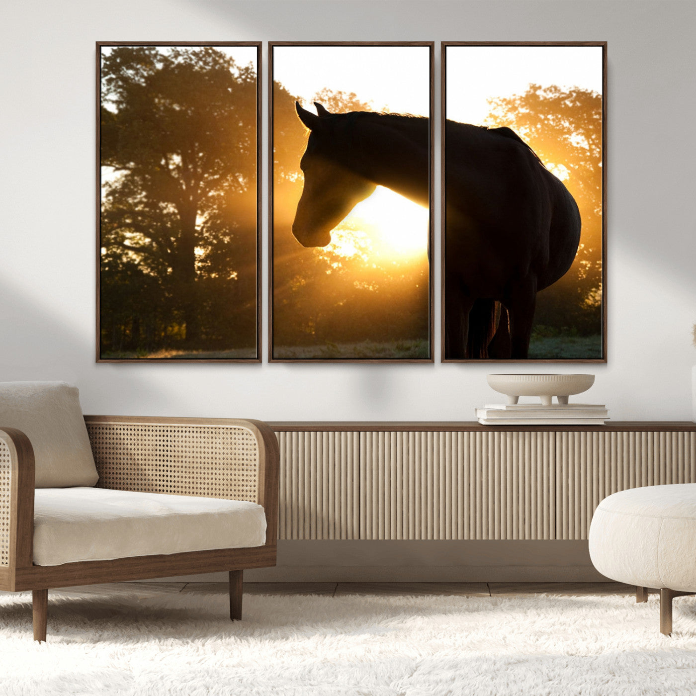 MGV-FC-48X32-3P - Horse at Sunset Wall Art Animal Canvas Print