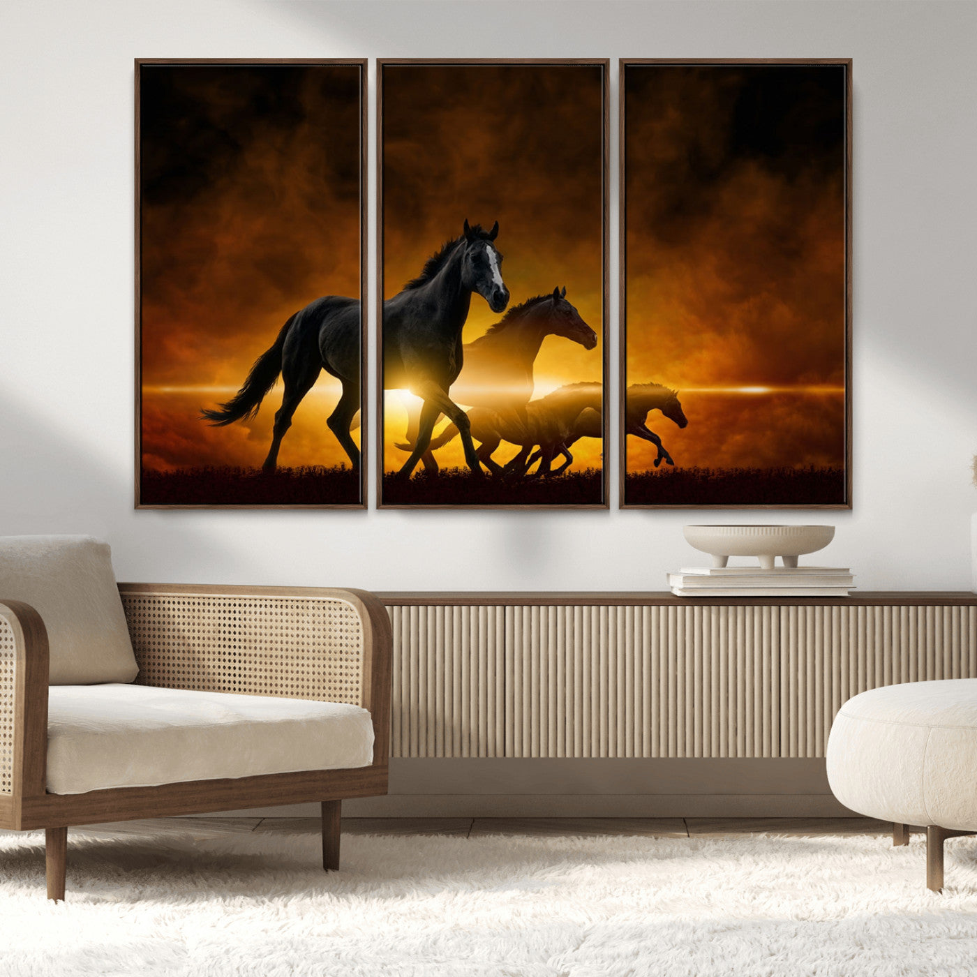 MGV-FC-48X32-3P - Horse Wall Art Canvas Print, Multi Panel Animal Canvas Print