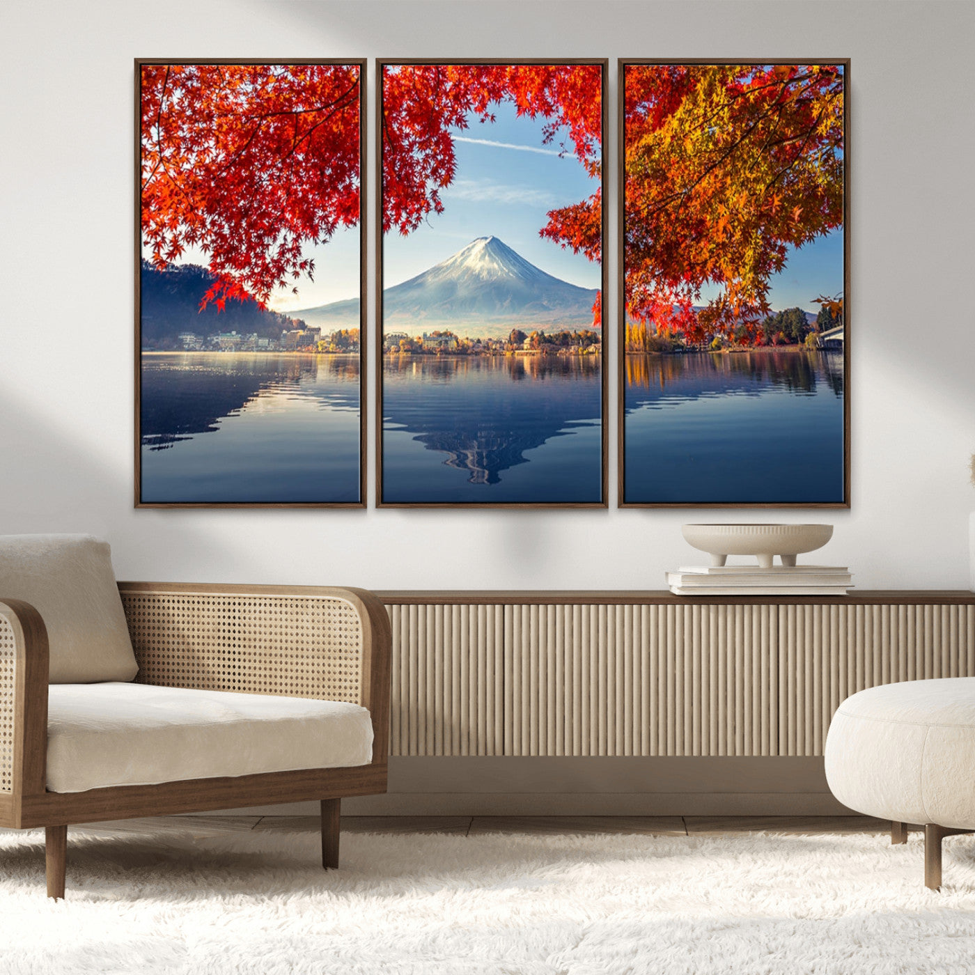 MGV-FC-48X32-3P - Mount Fuji Canvas Wall Art Japan Autumn Mountain Canvas Print Wall Art