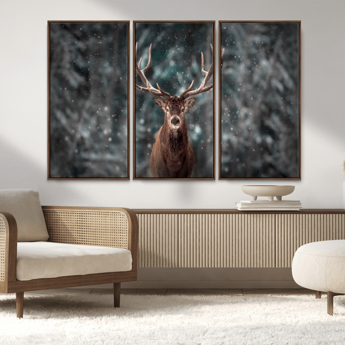 MGV-FC-48X32-3P - Wall Art Deer Art Animal Canvas, Framed Wall Art Deer Canvas Print