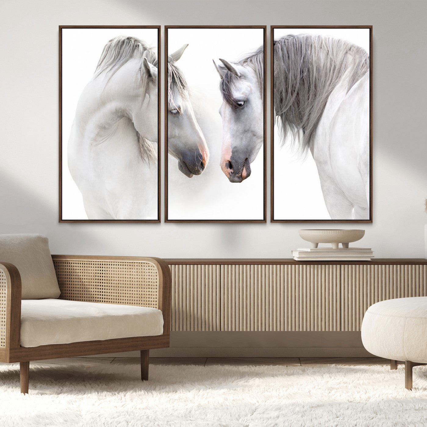 MGV-FC-48X32-3P - White Horse Wall Art Animal Canvas Print