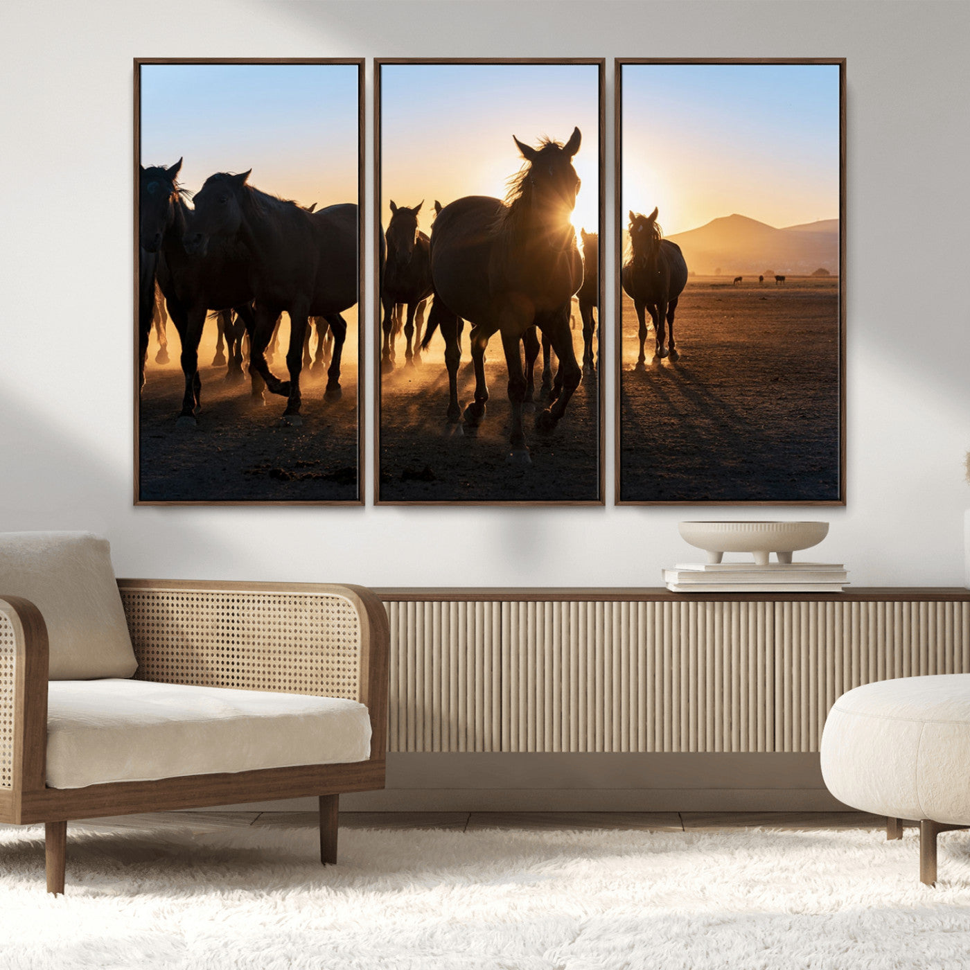 MGV-FC-48X32-3P - Horse Herd Wall Art Animal Canvas Print