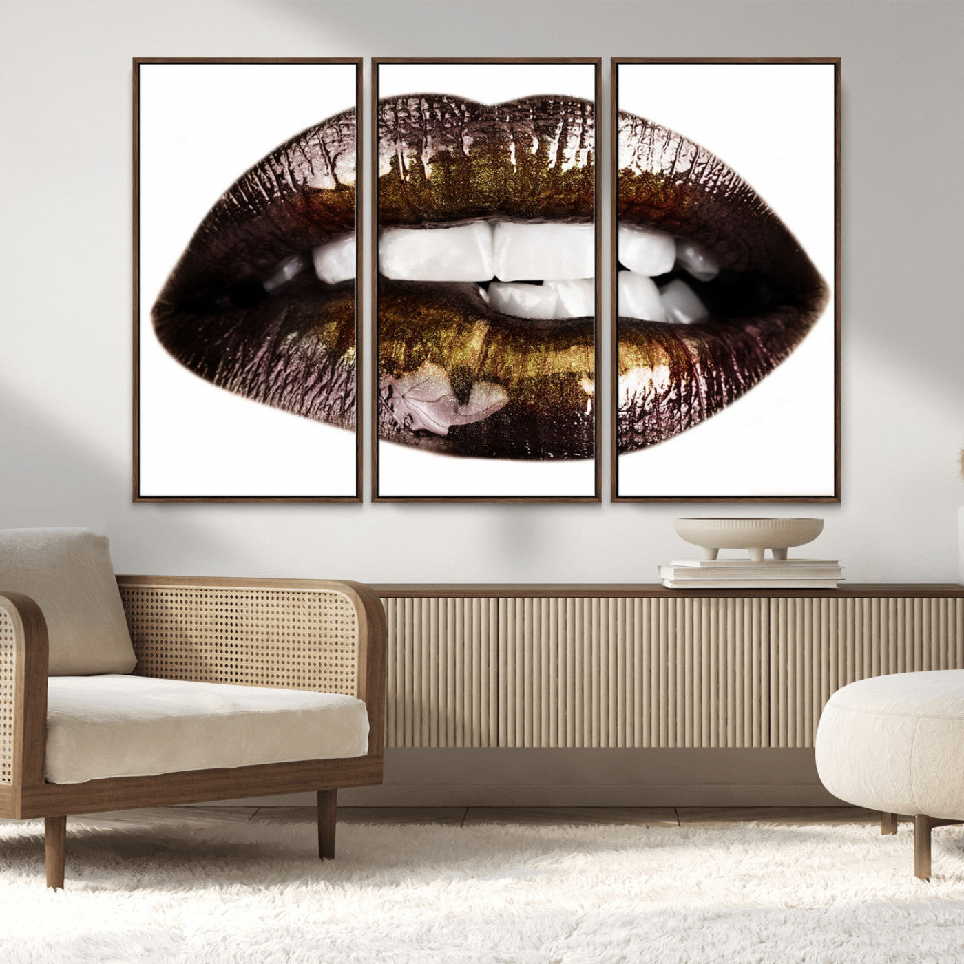 MGV-FC-48X32-3P - Close Up Lips Wall Art Canvas Print